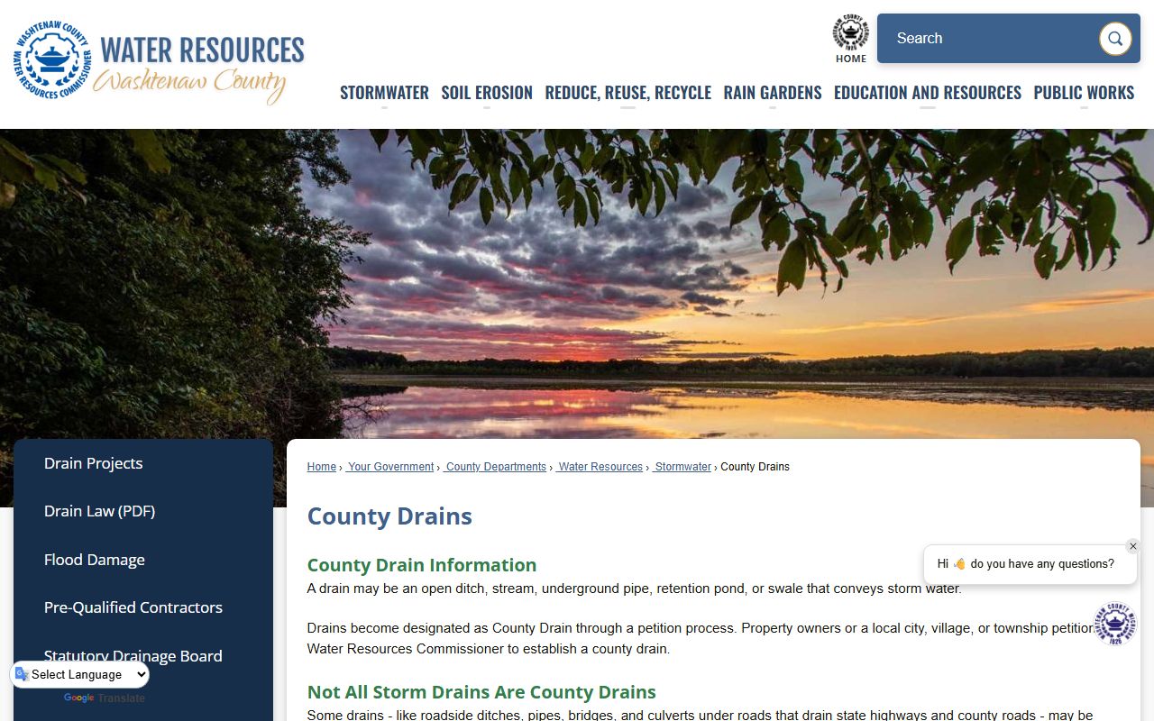 Washtenaw County vital records page showing how to request marriage records